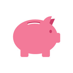 Minimalist Flat Design Pink Piggy Bank Vector Illustration for Savings and Finance