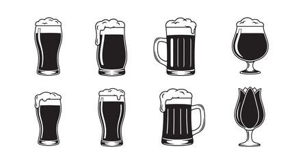 Set of Bear Glass design silhouette vector illustration