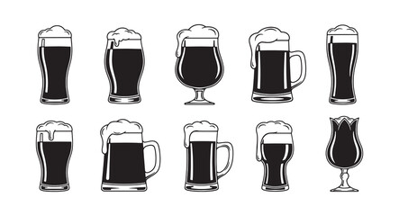 Set of Bear Glass silhouette vector illustration