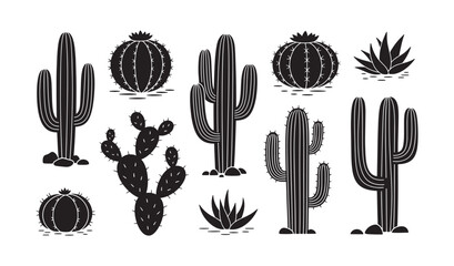 Set of Cactus Silhouette Vector Illustration