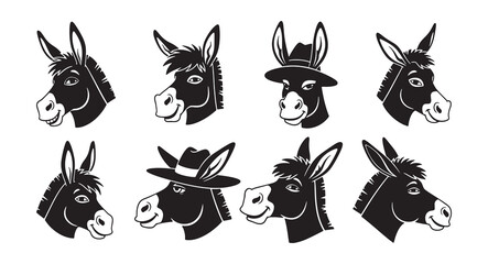 Set of Donkey Head design silhouette vector illustration