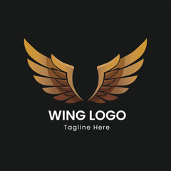 Obraz premium Golden Eagle Wings Logo Majestic Freedom Power Strength Luxury Branding Design for Aviation Sports Fashion 