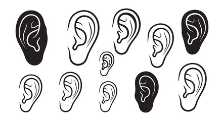 Set of Ear design silhouette vector illustration