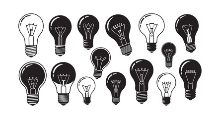 Set of Lightbulb Design silhouette vector illustration