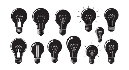 Set of Lightbulb Design silhouette vector