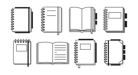 Set of Notebook design silhouette vector illustration