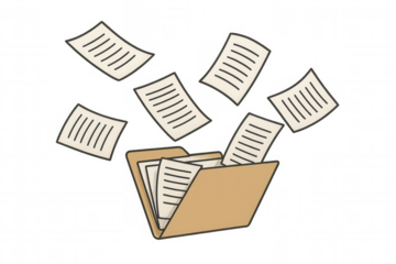 Storing business documents, organizing data, and simplifying digital office paperwork in a cartoon folder