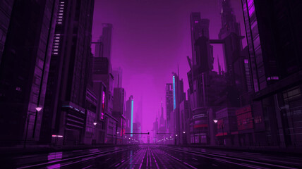 Surreal night city street