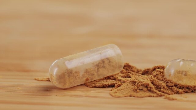Ashwagandha Indian Ginseng Powder in White Bowl isolated on white background, superfood close up. 