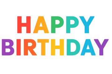 Happy birthday colorful greeting text on transparent background
