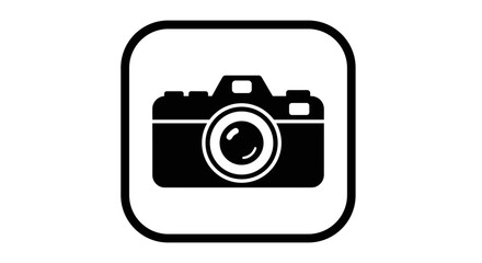Black and white camera icon symbol for photography.