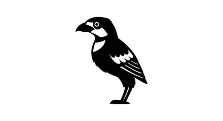 Black and White Illustration of a Bird Standing.