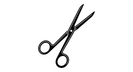 Black and White Illustration of Open Scissors.