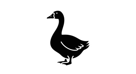 Black silhouette of a goose standing on a white background.