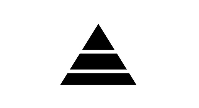 Black pyramid with three layers representing hierarchy and structure.