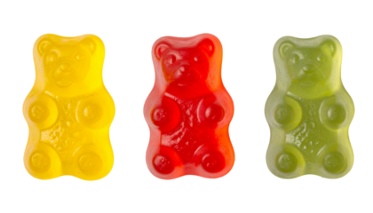 Gummy Bears Candy Assortment Against Transparent Backdrop. Colorful Confectionery.