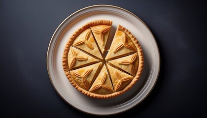 top down view of a pie on a plate with clearly marked crispy slice marks but one piece is taken outside the lines symbolizing selfishness individuality and disregard for others