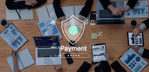 Concept of a secure payment gateway. This system uses encryption and authentication to protect...