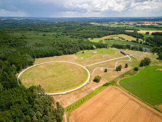 Aerial view of Lety u P&iacute;sku Memorial to the Holocaust of the Roma and Sinti in Bohemia