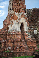 Beautiful ancient ruins in the famous temples in Ayutthaya, Thailand