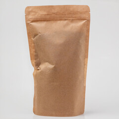 Brown kraft paper stand up pouch with zip lock for product packaging