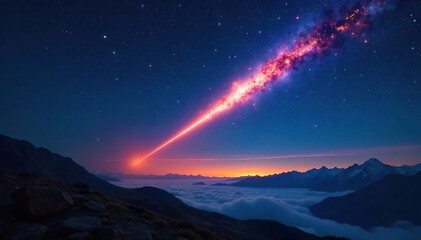 Breathtaking Meteor Shower Across Dark Night Sky Luminous Trail of Light and Dreams
