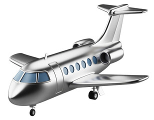 3d render icon of a silver jet airplane