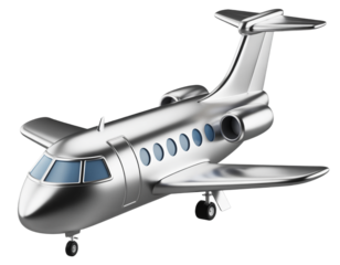 3d render icon of a silver jet airplane