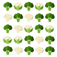 Broccoli and Cauliflower Pattern Design.