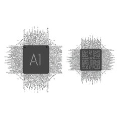 Artificial Intelligence Microchip Circuit Design Concept.