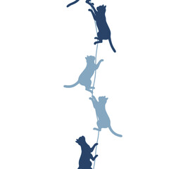 Cats Climbing a Rope Silhouette.