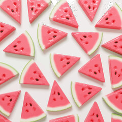 Watermelon Slices on White Background.