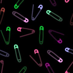 Cartoon sewing seamless buttons and scissors and pins pattern for wrapping paper and fabrics and linens and hobbies