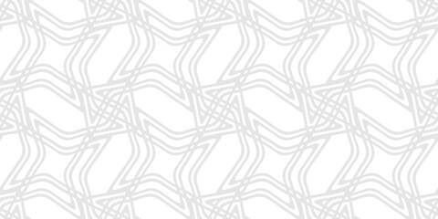 Vector seamless pattern with quirky star lattice and unusual linear mesh. Subtle texture with wavy outline lines, flowing grid net design. Delicate gray and white background for wallpaper, decoration