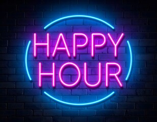 Neon "Happy Hour" Sign for a Bar or Restaurant