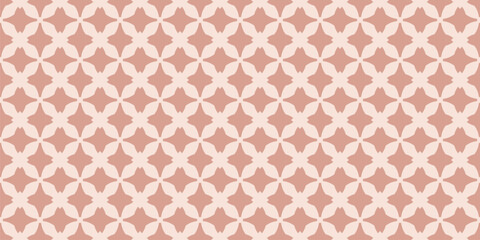 Geometric seamless pattern. Abstract vector pink ornament texture with cross shapes, tiles, grid, lattice. Simple elegant background in gothic style with medieval motifs. Repeat design for decor, wrap