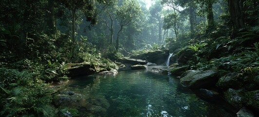 Misty Rainforest Waterfall