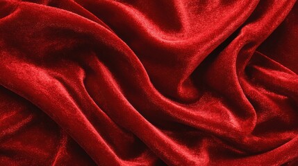 Obraz premium A luxurious red velvet fabric is draped in soft folds highlighting its rich color and smooth texture. The warm tones create an inviting and elegant atmosphere.