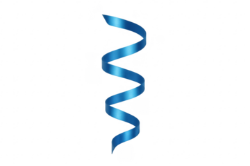 Blue ribbon spiraling down, celebrating party decoration