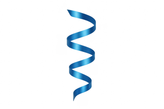 Blue ribbon spiraling down, celebrating party decoration