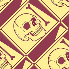 Pattern featuring skulls and bones in a design suitable for various creative projects and seasonal decorations