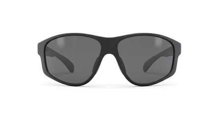 Sleek Black Performance Sports Sunglasses with Dark Gray Lenses, Ideal for Outdoor Activities and UV Protection, Isolated on White Studio Background