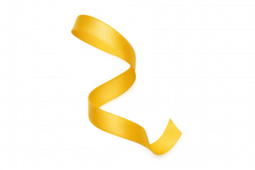 Yellow spiral curling ribbon for celebration design, festive holiday event decoration, and gift wrapping