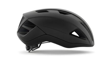Sleek Matte Black Road Cycling Helmet Isolated on White Background for Safety and Performance