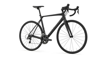Fototapeta premium Sleek Black Road Bike Isolated on White Background, Modern High-Performance Bicycle for Sport, Fitness, and Active Lifestyle