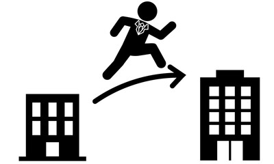 転職やキャリアアップを象徴するビジネスマンのピクトグラム