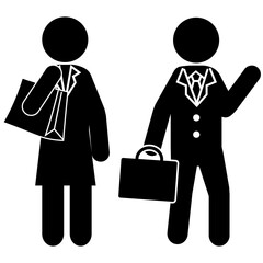 通勤する男女のビジネスパーソンを表すピクトグラム