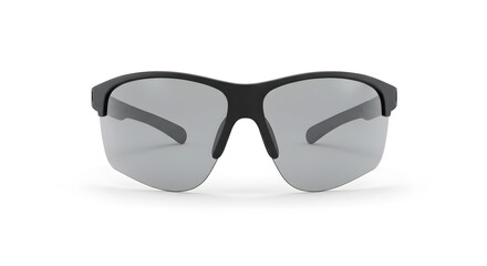 Sleek Black Sport Sunglasses with Grey Lenses, Perfect for Outdoor Activities and Eye Protection, Isolated on White Background