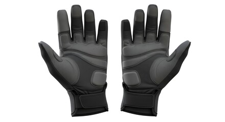Pair of Black Padded Athletic Gloves Isolated on White Background, Designed for Sports, Cycling, or Workout Protection and Enhanced Grip