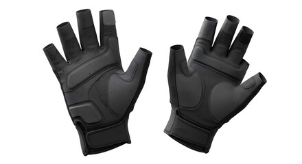 Pair of Black Fingerless Padded Sports Gloves for Fitness, Cycling, and Tactical Training